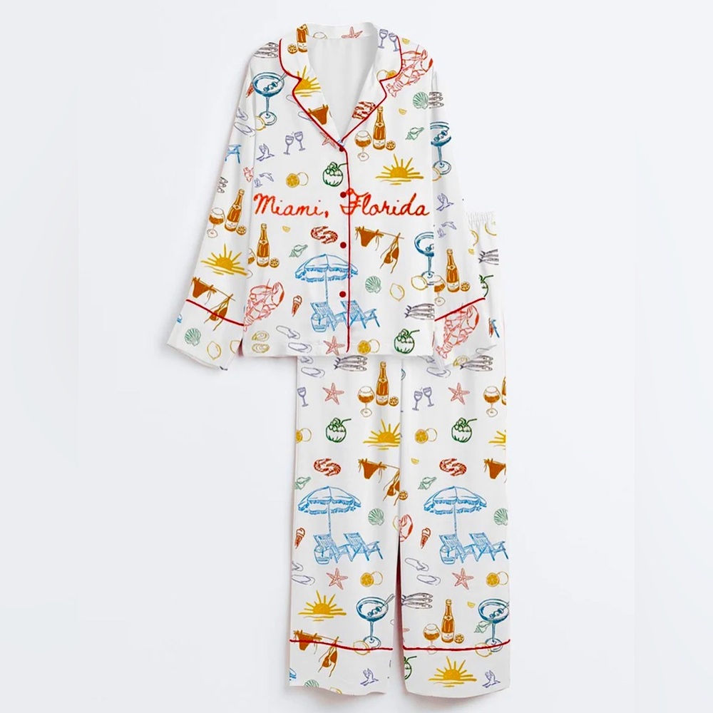 Miami Florida Silky super soft Pajama  Set new s